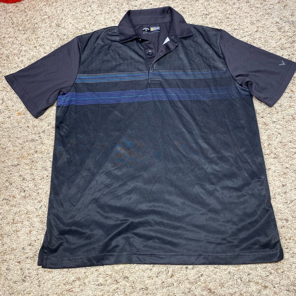 Callaway Opti-dri Men’s Chest Print Polo Shirt Black sz M